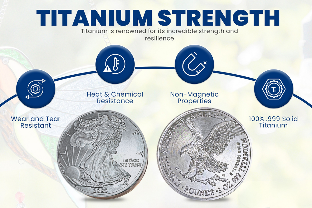 2026 1 Ounce OZ 999 Fine Solid USA American Liberty Eagle Coin Titanium Precious Metal Ingot Ti Element Chemistry Proof Mint Coin