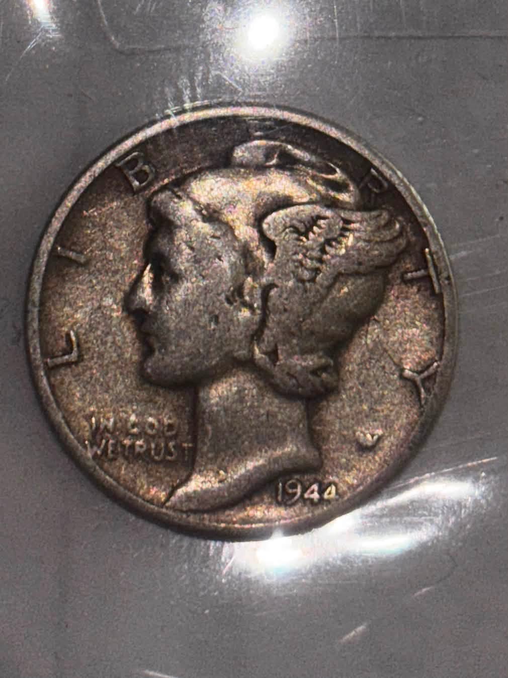 3 Vintage Mercury Silver Dimes – 1941, 1944, 1944