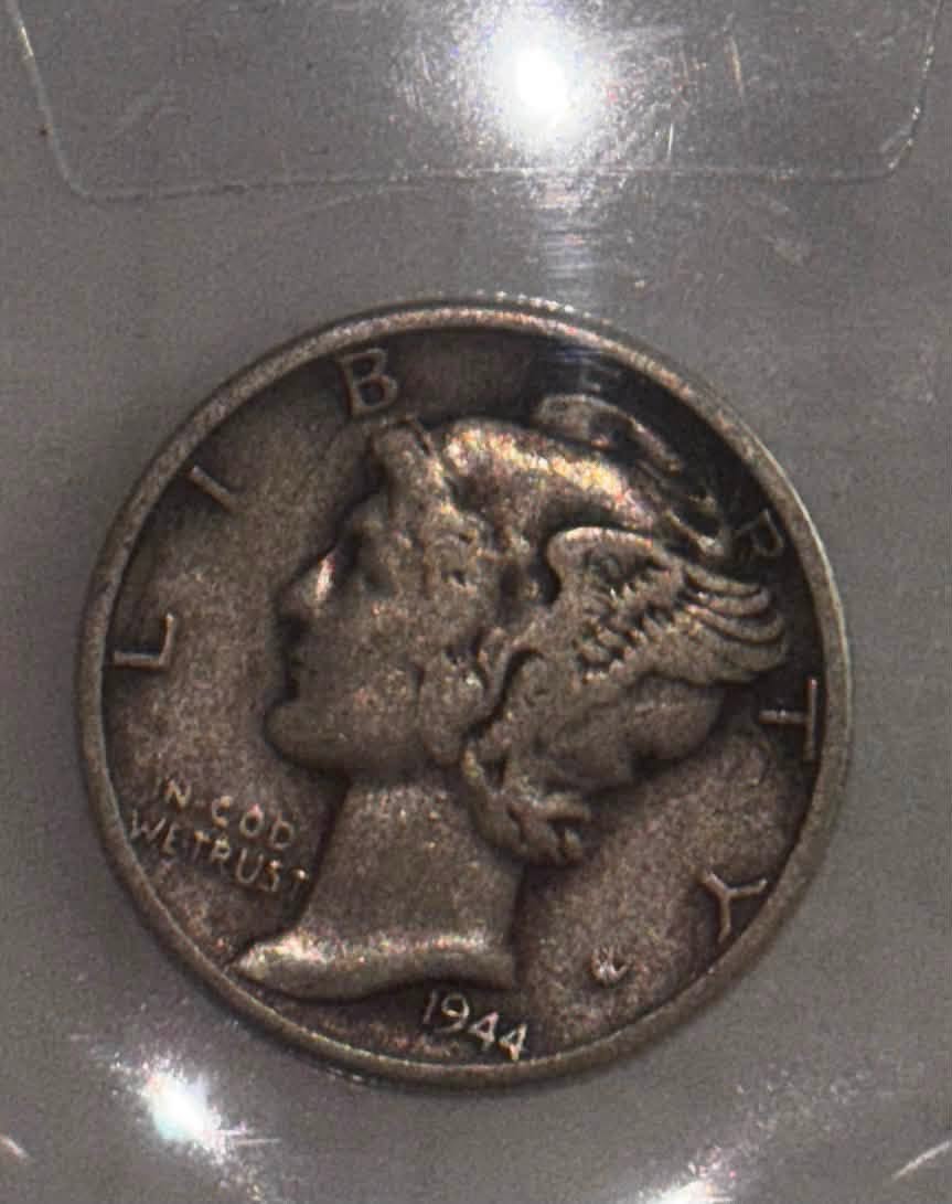 3 Vintage Mercury Silver Dimes – 1941, 1944, 1944