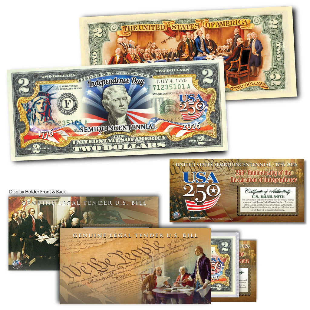 America's 250th Anniversary $2 Bill | Independence Day 2-Sided