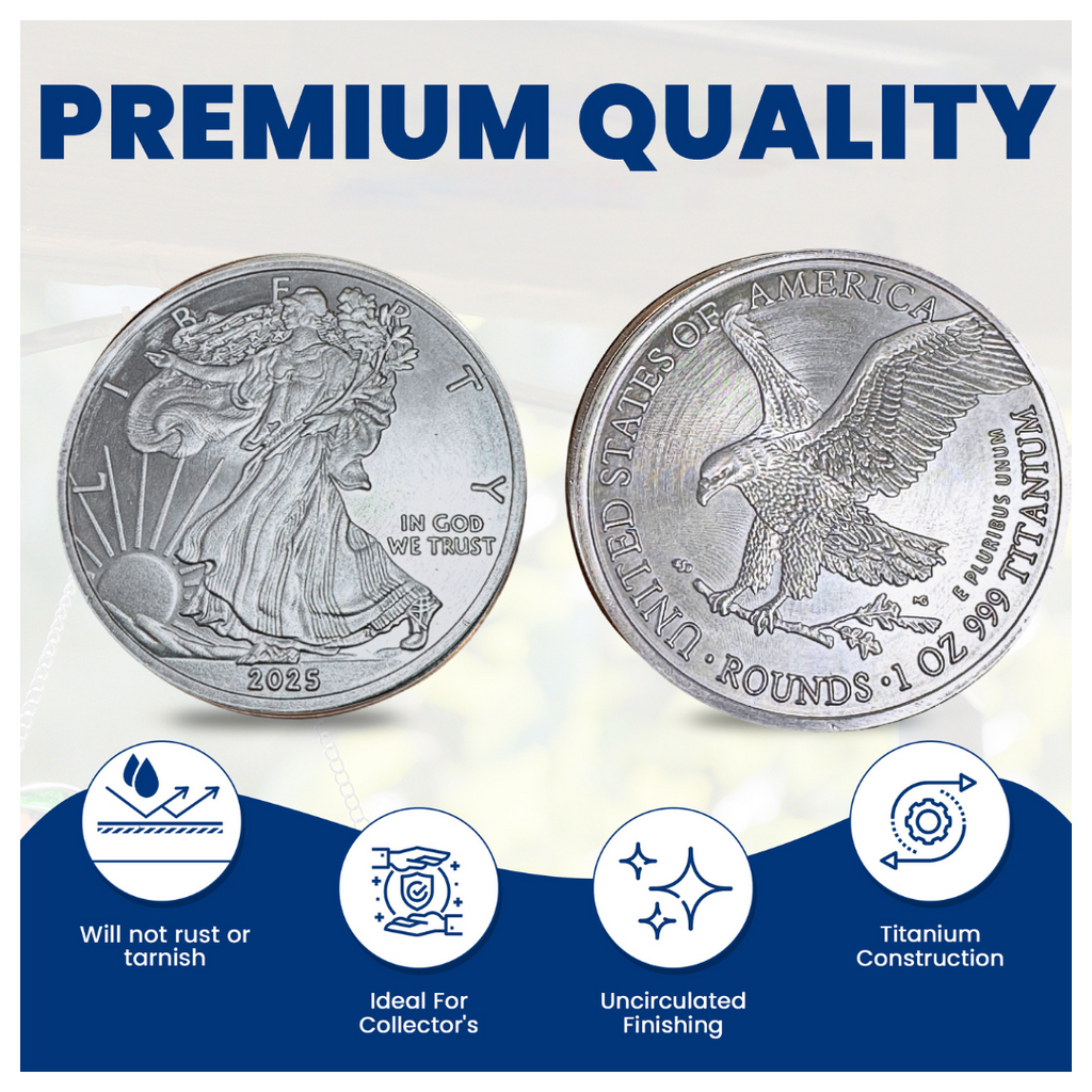 2026 1 Ounce OZ 999 Fine Solid USA American Liberty Eagle Coin Titanium Precious Metal Ingot Ti Element Chemistry Proof Mint Coin
