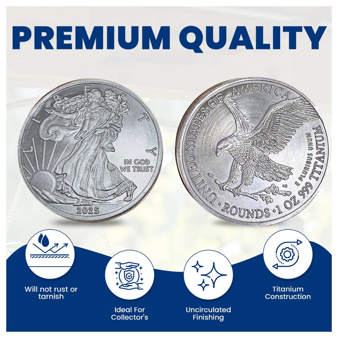 2026 1 Ounce OZ 999 Fine Solid USA American Liberty Eagle Coin Titanium Precious Metal Ingot Ti Element Chemistry Proof Mint Coin