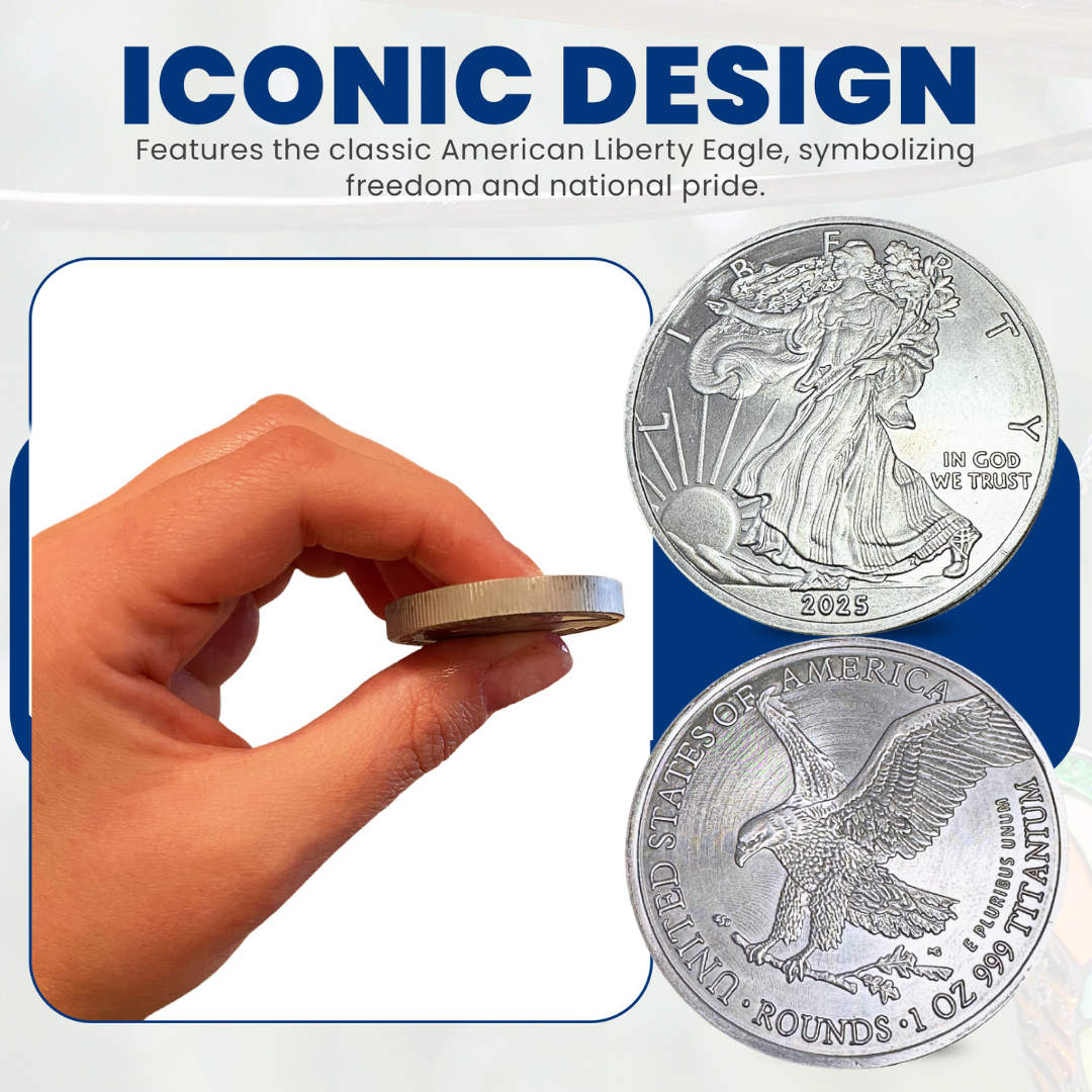 2026 1 Ounce OZ 999 Fine Solid USA American Liberty Eagle Coin Titanium Precious Metal Ingot Ti Element Chemistry Proof Mint Coin