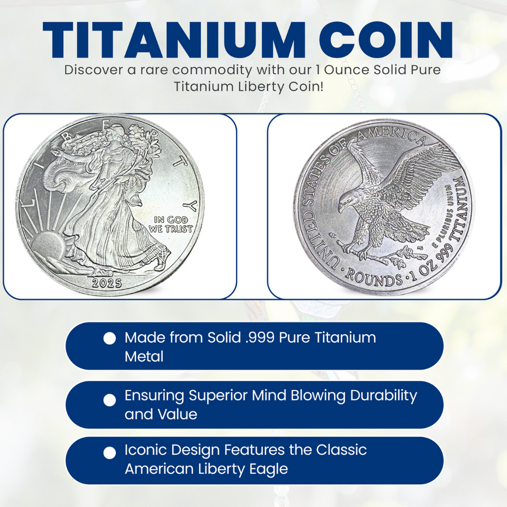 2026 1 Ounce OZ 999 Fine Solid USA American Liberty Eagle Coin Titanium Precious Metal Ingot Ti Element Chemistry Proof Mint Coin