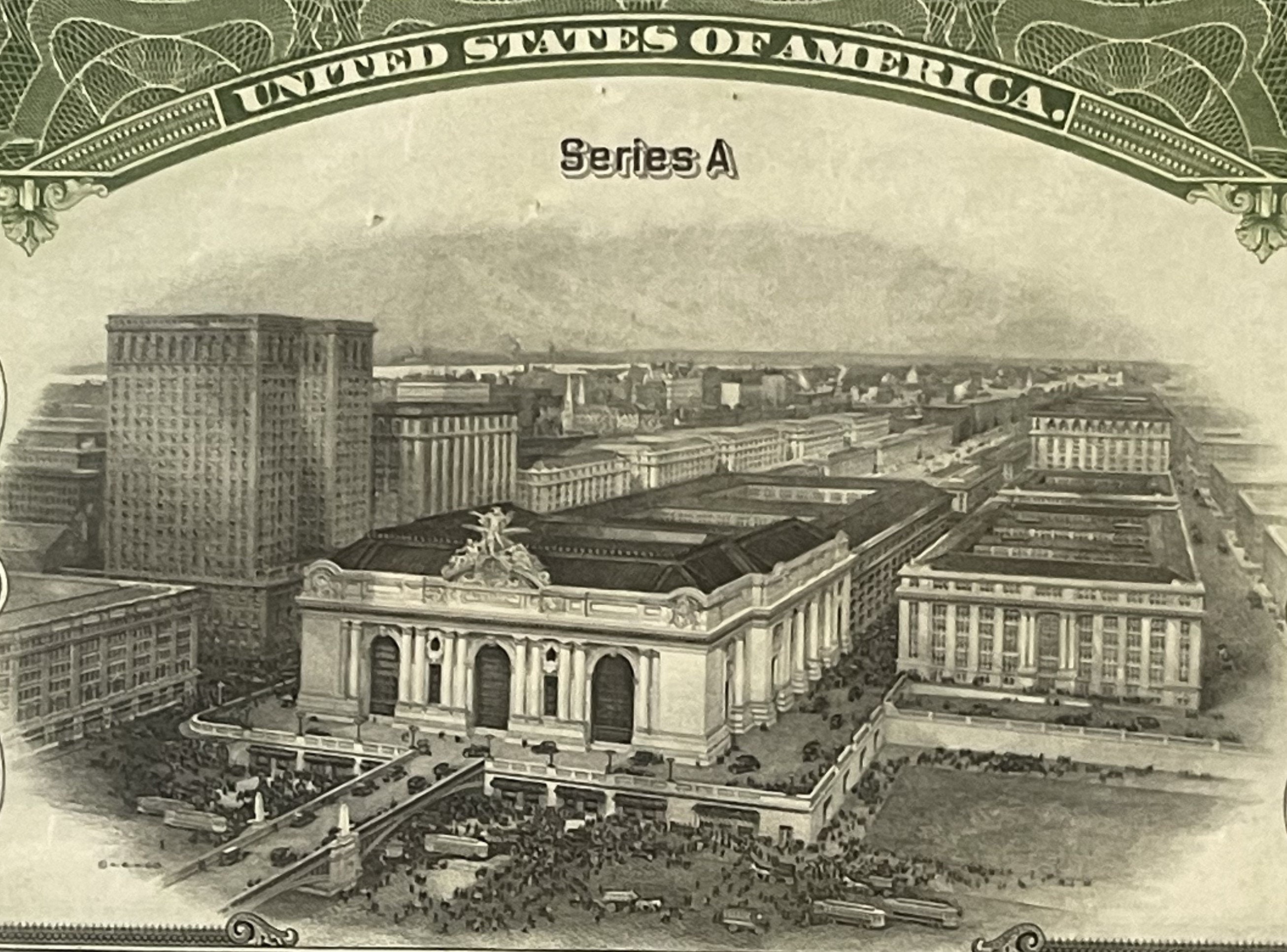 Antique 1913 New York Central Railroad $1,000 Bond 🚂 Payable in Gold Coin, 4.5% Refunding & Improvement Mortgage, Grand Central Terminal